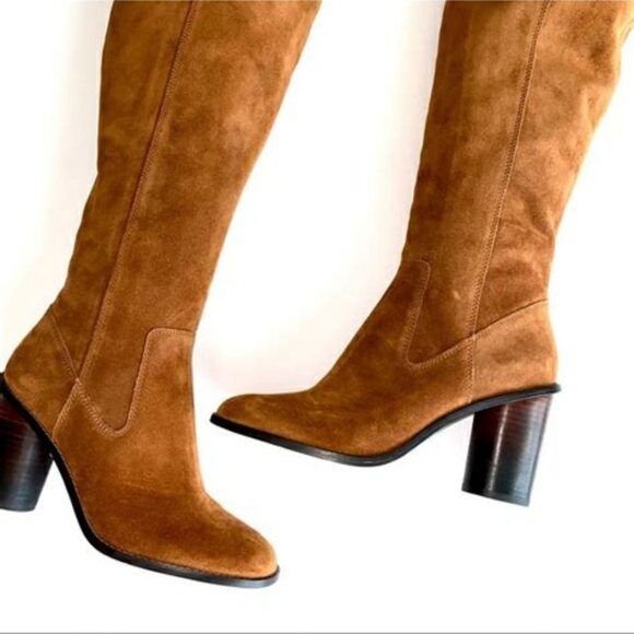 COACH OMBRE SUEDE TALL BOOTS SADDLE BROWN SIZE US 7.5 - Picture 1 of 7